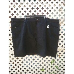 AMAZON ESSENTIALS  PLUS SZ BLACK DENIM STRAIGHT SKIRT BACK SLIT SZ 34 PLUS